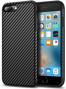 Tasikar Compatible with iPhone 7 Plus Case/iPhone 8 Plus Case Good Grip Slim Case Carbon Fiber Leather Design for iPhone 7 Plus/iPhone 8 Plus (Black)