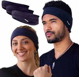 Winter Fleece Ear Warmers Muffs Headband for Men and Women - Unisex earmuffs - Gear for Cold Weather – Perfect Head Bands for Ski, Cycling, and Running (Navy Blue, Pack of 1)