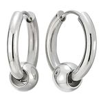 Stainless Steel Circle Beads Huggie Hinged Hoop Earrings for Men Women 2pcs(CA)