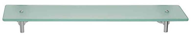 tesa LUUP Glass Bathroom Shelf - No Drill Shelf Made of Satined Glass and Chrome-Plated Metal - Stainless - Waterproof - Includes Removable Adhesive Solution
