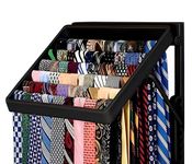 The TieMaster (Black), Elegant Tie & Scarf Organizer. Hold up to 60 ties, 8 adjustable positions, wall mounted, space saver