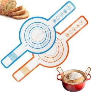 2Pcs Silicone Baking Mat 8.3 Inch Silicone Bread Sling Baking Mat for Dutch Oven Non-Stick Baking Mat with Extra Long Handles Reusable Mat Suit Sheets Heat Resistant Baking Bread Pad for Dough Pastry