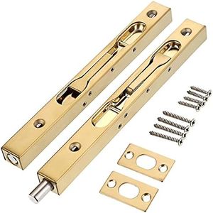 Stainless Steel Flush Bolt 2 Pcs Slide Flush Bolt Lock 6 Inch Concealed Security Door Lock with Screws Ideal for Composite Doors Stainless Steel Doors French Doors Wood Doors Double Doors -Gold