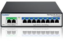 Goalake 8 Port Gigabit PoE Switch with 2 Gigabit Uplink, 100W@802.3af/at, 4KV Lightning Protection, Ideal for IP Surveillance and Access Point, Plug and Play, Desktop or Wall Mount(Unmanaged)