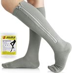 Ailaka 15-20 mmHg Zipper Compression Socks for Women Men, Closed Toe Support Graduated Medical Varicose Veins Hosiery, Perfect for Athletics, Running, Flight Travel, Support, Edema, Pregnancy