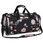 MOSISO Canvas Fabric Foldable Travel Luggage Multifunctional Duffels Lightweight Peony Gym Bags for Men/Women Sports Dance Travel Weekender Vacation, Black