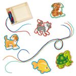 Melissa & Doug Lace and Trace Activity Set: Pets - 5 Wooden Panels and 5 Matching Laces | Lacing Toys For Toddlers, Fine Motor Skills Threading Cards, Lacing Cards For Preschoolers And Kids Ages 3+