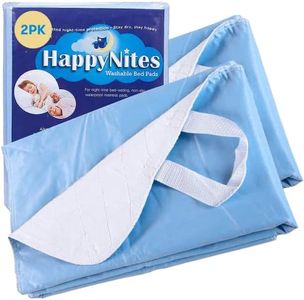 HappyNites Bed Pads for Seniors, Adults and Kids - 2 Pack with Handles, 36in X 52in, Washable, Water-Resistant, and Reusable - Bedwetting & Incontinence Pads