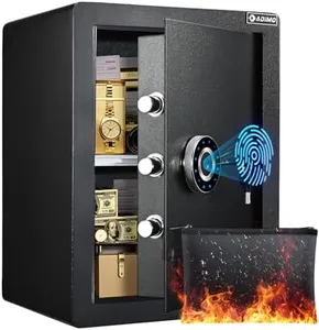 Adimo Fingerprint Safe Box, 2.1 Cuft Biometric Safe w/Removable Shelf, Heavy Duty Fireproof Safe w/Sensitive Alarms, Dual Key System, Home Money Safe Spacious Storage For Documents Cash Office Hotel