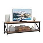 VERMESS TV Stand for 55 Inch TV with Storage for Living Room, Industrial Entertainment Center TV Console Table with Drawer, Sturdy Wooden TV Table with Metal Frame