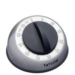 Taylor Pro Wind Up Kitchen Timer, Stainless Steel 60-Minutes Mini Cook's Timer, Lightweight Cooking and Baking Portable Countdown Countertop Alarm, Endorsed by Professional Chefs