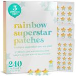 LivaClean 240 Count Rainbow Superstar Patches - Hydrocolloid Covers, Yellow Stars Patches, Cute Face Patches, Star Patches for Face