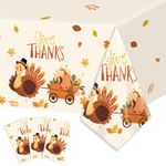 3pcs Thanksgiving Turkeys Party Tablecloth Fall Turkeys Party Table Cover Plastic Thanksgiving Disposable Rectangle Birthday Party Table Cloth 54" x 108"