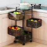 TEX-RO Kitchen Trolley with Wheels, Kitchen Organizer Items and Storage Solutions for Square Kitchen Organizer and Kitchen Accessories Items (Black,Layer 4)