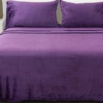 Great Bay Home Extra Soft Velvet Plush King Micro Fleece Sheet Set | Deluxe Microplush Non Pilling Sheets, Deep Pocket | Lavish Sherpa Velvet Luxe Collection (King, Purple)