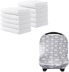 Yoofoss Luxury Washcloths Towel Set 10 Pack & Waterproof Crib Mattress Protector 2 Pack