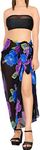 LA LEELA Women's Waist Tie Wrap Beach Sarong Bottom One Size Coal, Floral Hibiscus