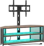 Rolanstar TV Stand with Mount and Power Outlet, Swivel TV Stand Mount with LED Lights for 45/55/60/65/70 inch TVs, Rustic Brown Entertainment Center Media Console with Height Adjustable Mount