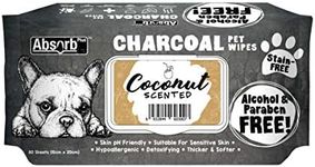 Absorb Plus Charcoal Pet Wipes 80 Sheets, Coconut