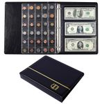 Ettonsun Coin Collection Book Holder for Collectors, 120 Pockets Coins Collecting Album & 24 Sleeves Paper Money Display Storage Case for Coin Currency Collection Supplies,Bill,Pennies,Quarters,Stamp