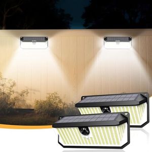 Solar Lights Outdoor,466 LEDs 4000lm Motion Sensor Light Outdoor, 270° Wide Angle & 3 Modes Outdoor Wall Light, IP68 Waterproof Solar Security Light for Porch Courtyard, Garage, Walkway(2 Pack)