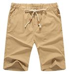 Sailwind Men's Linen Shorts Casual Drawstring Summer Beach Shorts US Medium Khaki