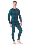 Rocky Thermal Underwear For Men (Thermal Long Johns Set) Shirt & Pants, Base Layer w/Leggings/Bottoms Ski/Extreme Cold (Green Plaid - Large)