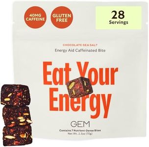 GEM Energy Aid Caffeinated Bite, 40mg Caffeine, Ginseng Root, L-Theanine, Holistic Sustained Energy, Supports Metabolism & Endurance | Chocolate Cacao Sea Salt | 28 Servings