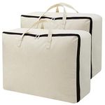 AMJ Household Essentials 100% Cotton Canvas Collapsible Storage Bag, Extra Large Natural Cotton Organizer Bag | Beige 2 Pcs