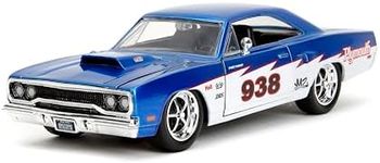 Big Time Muscle 1:24 1970 Plymouth Roadrunner Die-Cast Car, Toys for Kids and Adults(Candy Blue/White)