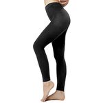 SOLIDEA Leggings for Women Silver Wave Long | Compression Gym Leggings (Black, 20)