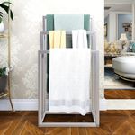 MOFLUT Freestanding Towel Rail Towel Holder for Bathroom, 3-Tier Towel Rack Stand for Bath&Hand Towels Storage, Silver