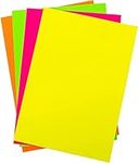 60 x Sheets of A5 Neon Cards Assorted Colours - Fluorescent Thick 200gsm Craft Card Stock