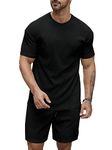 SMOWKLY Men's Pyjama Set || T-Shirt and Shorts Set for Men || Night Wear for Men || Night Suit for Men (1162_MTNS_BK_XL) Black