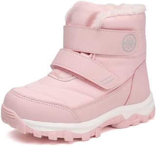 UBFEN Boys Girls Snow Boots Kids Winter Warm Outdoor Slip Resistant Cold Weather High Top Shoes F/Light Pink Color Size US 12 Little Kid