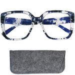 Mini Brille Gaming Glasses with Blue Light Blocking and No Magnification, Large Butterfly Lenses, Case, Fake Glasses, Oversize Square Thick Plastic Frame (Milky Leopard), Women Anti Blue Light Filter