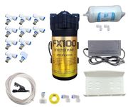PARIJATA Misting System Kit with Nozzles, Mist Pump, smps, Pipe 15mtr, Connectors etc. for Terrace/Balcony/Garden Cooling/Animal husbandry/Hydroponics/fish farming (Nozzle Distance 1.4mtr)