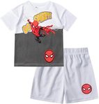 Marvel Spider-Man Boys 2 Piece Short Sleeve T-Shirt and Shorts Set for Toddler and Big Kids, Grey, 5