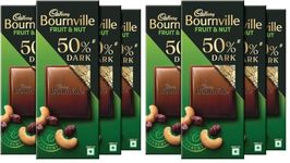 Cadbury Bournville Fruit & Nut 50% Dark Chocolate Bar, 75 g (Pack of 8)