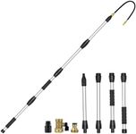 Gutter Cleaner Tool from The Ground, 7FT Extension Pole Wand for Garden Hose, with Bendable Head & 4 Adjustable Spray Nozzles for Roof and Eavestrough Cleaning