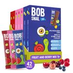 Bob Snail Fruit Leather Mix Family Pack - Fruit Stripes with Cherry, Raspberry & Blueberry, Candy box Fruit Snacks, All Natural Healthy Snacks for kids, No Added Sugar, 42 pcs Pack / 588 gram candy bulk