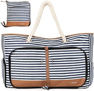 Lekespring Versatile Women's Shopper Beach Bag Women's Large with Zip Swimming Bag XXL and Travel Bag Tote Bag, blue striped, XXL, Utility