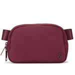 Pander Double Zipper Fanny Pack Nylon Everywhere Belt Bag, Fashion Waist Packs for Women with Adjustable Strap, 1L. (Red Merlot)