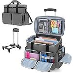 CURMIO Rolling Teacher Tote Bag with Padded Laptop Compartment for up to 15.6 Inches Laptop, Wheeled Teacher Bag for Teaching, Office, Craft or Tutoring Supplies, Gray