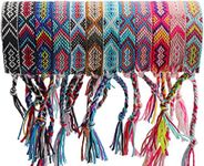 Andblue 12 Pcs Nepal Woven Friendship Bracelets Handmade Braided String Adjustable Bulk Bracelet for Women Kids Girls, 16 inches, Cotton, no gemstone