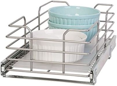 Panacea Grayline Slide-Out Cabinet Helper Basket Storage, Satin Nickel