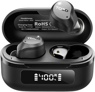 TOZO Hybrid Active Noise Cancelling Wireless Earbuds, 6 Mics ENC Clear Call, IPX8 Waterproof, in Ear Bluetooth 5.3 Headphones Stereo Bass Heasets 59H Playtime with LED Display 32 EQs via APP