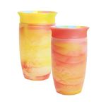 Munchkin Miracle 360 12+ Month 10oz/296ml Baby Sippy Cups | Free Flow Beaker for Toddlers | Trainer Cup | BPA-Free | Spill-Free | Dishwasher-Safe Baby Water Bottle with Easy-Grip Handles |Red/Yellow