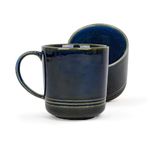 Shay Large Ceramic Coffee Mug Set of 2, Blue Green, 400ml | Ceramic Mug | Glossy Finish | Ceramic Coffee Mug | Coffee Cup | Porcelain | Microwave Safe (Large Mugs, Set of 2 - Blue Green)