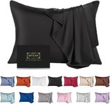 Mulberry Silk Pillowcase for Hair and Skin,Cooling Silk Pillow Case with Hidden Zipper,Allergen Proof Dual Sides Soft Breathable Smooth Silk Pillow Cover for Women (Black,Toddler)